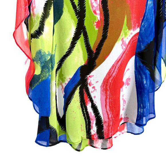 Ali Miles Sz Small Wearable Art to Wear Tropical Beach Blouse Shirt Top Artsy - Picture 5 of 7
